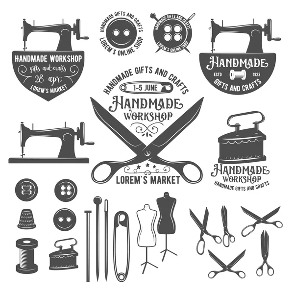 Set of vintage tailor labels, badges and design elements — Stock Vector