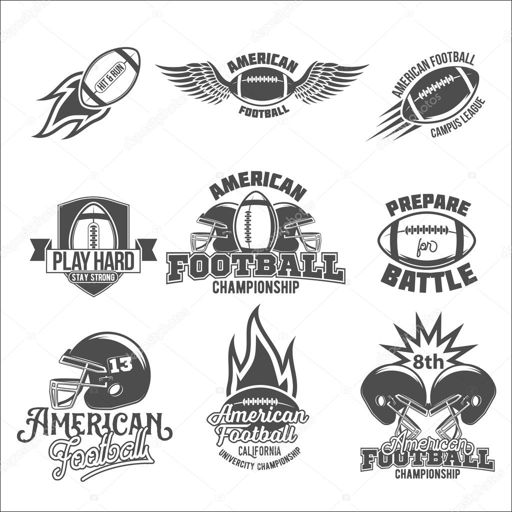American football labels, emblems and design elements