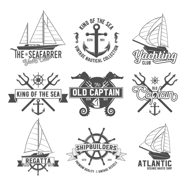 Club de yates insignias — Vector de stock