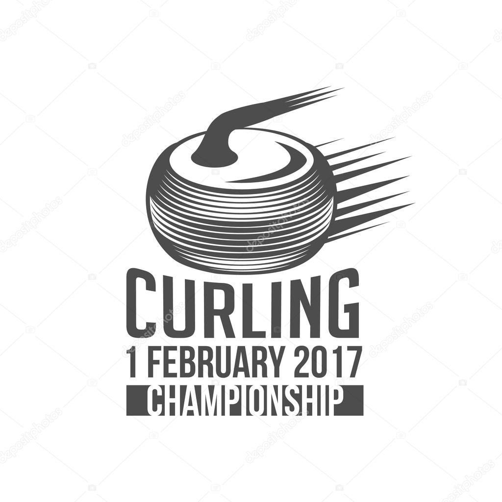 Curling game vintage badges set. Winter sports. Retro logo design. Old school sport logo. Monochrome badges.