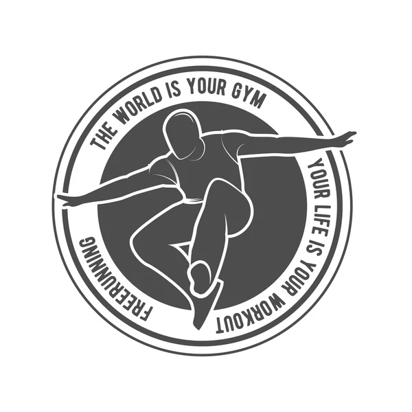 Parkour e insignia de funcionamiento libre — Archivo Imágenes Vectoriales