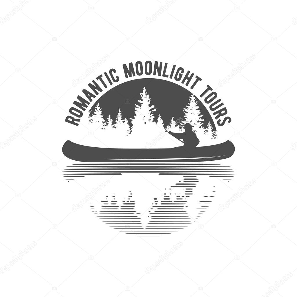 Vintage mountain, rafting, kayaking, paddling, canoeing camp logo, labels and badges. Stylish Monochrome design. Outdoor activity theme. Summer and winter vacation insignias.