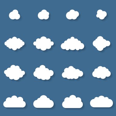 düz tasarım cloudscapes koleksiyonu. 