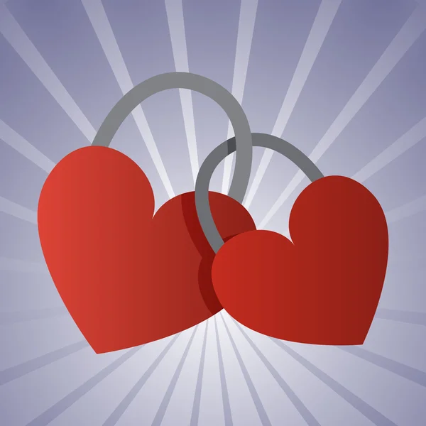 A couple of padlock locked hearts. Flat style — Stock Vector