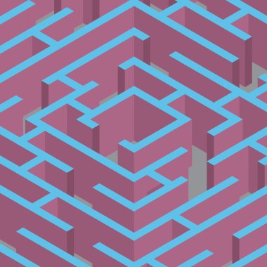 Labirent vektör Illustration. İzometrik labirent düz stil