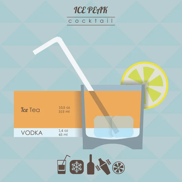 Ice peak cocktail in stile piatto illustrazione isometrica con icone o — Vettoriale Stock