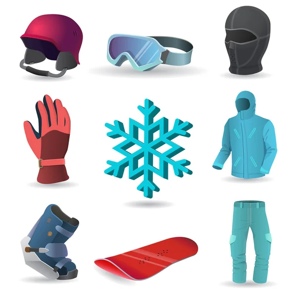 Deportes de invierno vector icono conjunto — Vector de stock