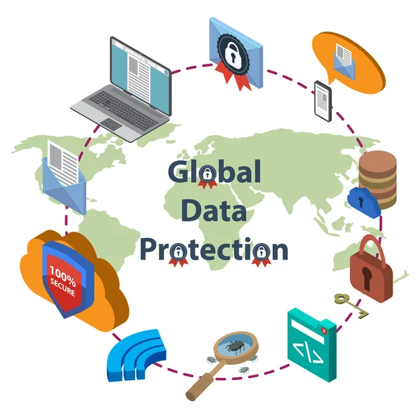 Защита данных и безопасная работа — стоковый вектор