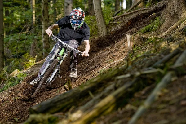 Mountainbiker orman Bisiklet yokuş aşağı