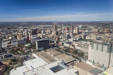 San Antonio, Tx/ABD - Şubat 2016 yaklaşık: Downtown San Antonio, Amerika'nın kuleden görüldüğü gibi Texas