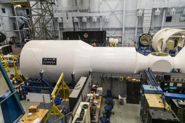 Houston, Tx/ABD - Temmuz 2013 yaklaşık: Lyndon B. Johnson Uzay Merkezi Houston, Texas Uluslararası Uzay İstasyonu (ISS) kopyası