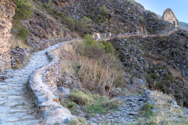 Ollantaytambo, Peru - circa June 2015: Mountain trail at Ollantaytambo in Andes Mountains,  Peru