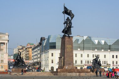 Vladivostok, Russia - circa October 2006: Square of the Fighters for the Soviet Power - main square and historical center of Vladivostok,  Russia clipart