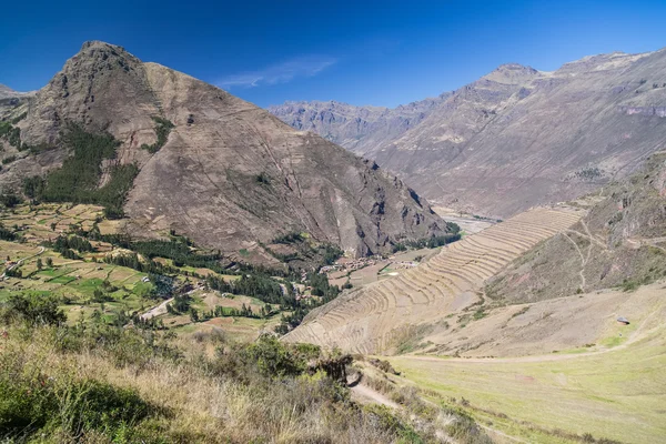 Terrazas agrícolas inca en Pisaq, Perú — Foto de Stock