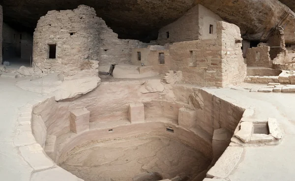Main well in Cliff Palace, ancient puebloan village of houses and dwellings in Mesa Verde National Park, New Mexico,  USA