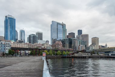 Panoramik Seattle Downtown ve Pier 62 akvaryum