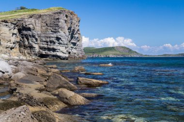 Deniz ve plajlar ayında Vladivostok, Russkiy Adası, Rusya Federasyonu