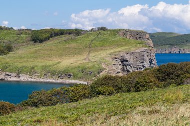 Deniz ve plajlar ayında Vladivostok, Russkiy Adası, Rusya Federasyonu
