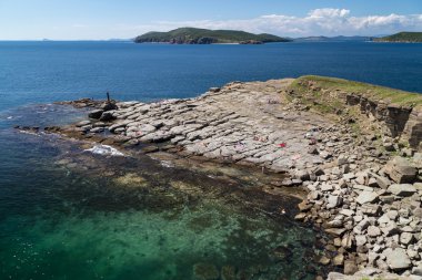 Deniz ve plajlar ayında Vladivostok, Russkiy Adası, Rusya Federasyonu