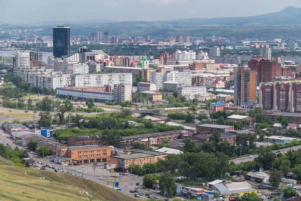 Letecký pohled na Krasnoyarsk, Rusko — Stock fotografie