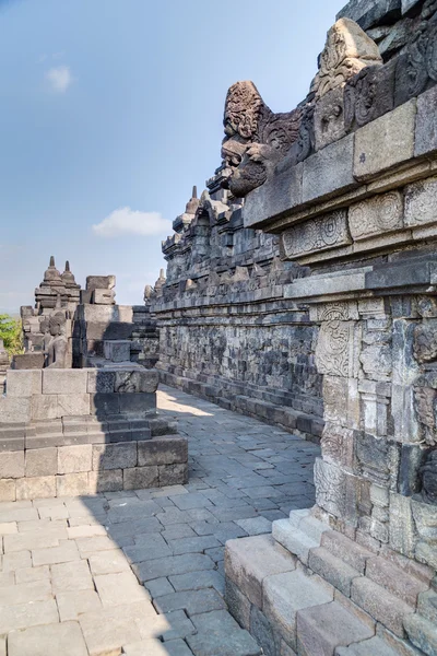 Galerie a stěny chrámu Borobudur — Stock fotografie