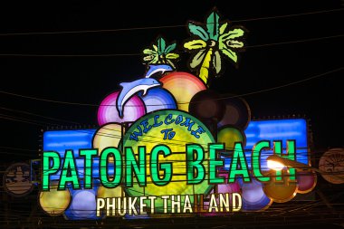 PATONG BEACH, THAILAND - CIRCA SEPTEMBER 2015: Patong Beach sign, Patong Beach, Phuket,  Thailand clipart