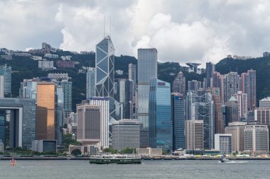 Hong Kong, SAR China - circa July 2015: Skyline of Hong Kong Downtown across Victoria  Harbour
