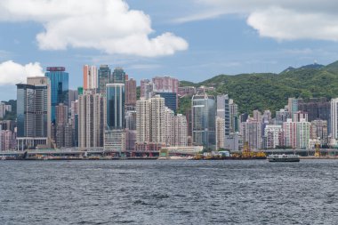 Hong Kong, SAR China - circa July 2015: Skyline of Hong Kong Downtown across Victoria  Harbour