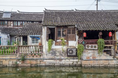Fengjing Zhujiajiao, China - circa September 2015: Bridges, canals of Fengjing Zhujiajiao ancient water  town clipart