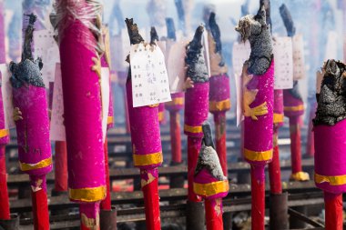 Georgetown, Penang/Malaysia - circa October 2015: Incense sticks burning and smoking in Kuan Yin Chinese buddhist temple in Georgetown, Penang,  Malaysia