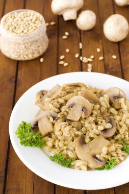 arpa yulaf lapası ve mantar yemek için