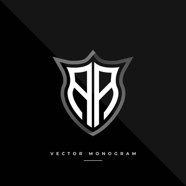 Litery Monochromatyczne Srebrna Tarcza Monogram Wektor Szablon Logo — Wektor stockowy