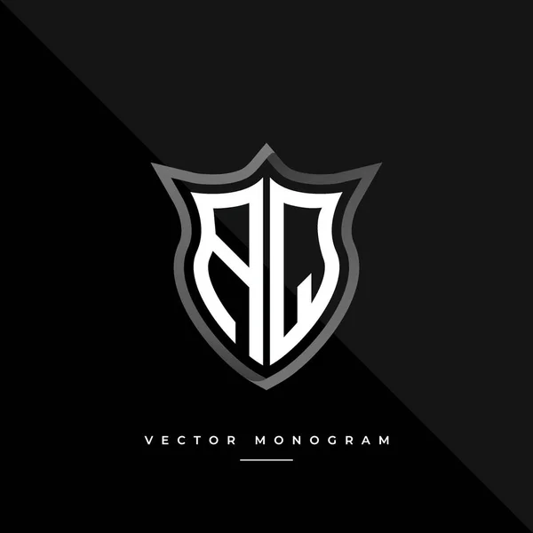 Lettres Monochrome Argent Bouclier Monogramme Vectoriel Logo Modèle — Image vectorielle