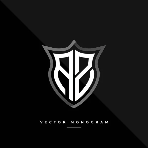 Litery Monochromatyczne Srebrna Tarcza Monogram Wektor Szablon Logo — Wektor stockowy