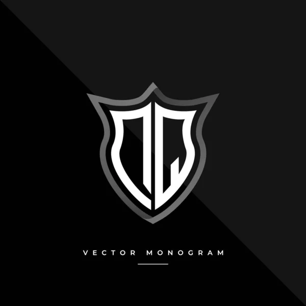 Monograma Moda Escudo Aislado Sobre Fondo Oscuro Plantilla Vector Negocio — Vector de stock