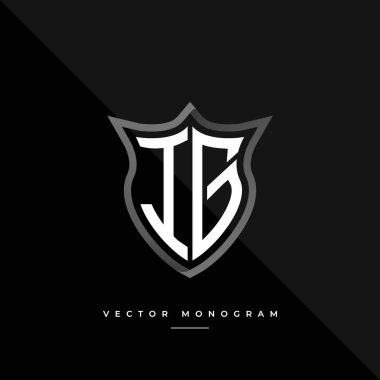 Kalkandaki son moda IG monogramı koyu arka planda izole edilmiş. gümüş düz I ve G ilk logo iş şablonu. Markalaşma amacı için eşsiz tek renkli logot kavramı.