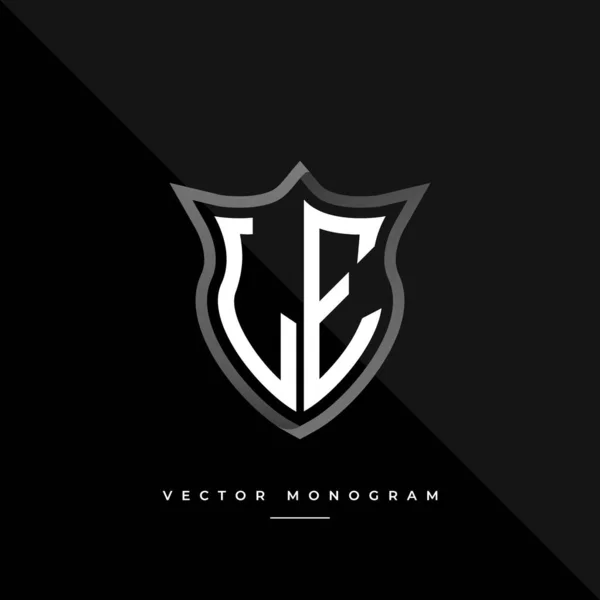 Монограма Trendy Щиті Ізольована Темному Тлі Срібний Плоский Початковий Логотип — стоковий вектор