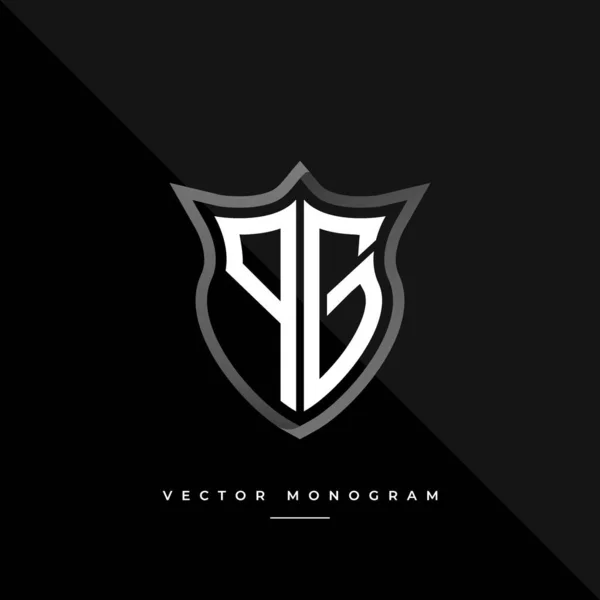 Monograma Moda Escudo Aislado Sobre Fondo Oscuro Plantilla Vector Negocio — Vector de stock