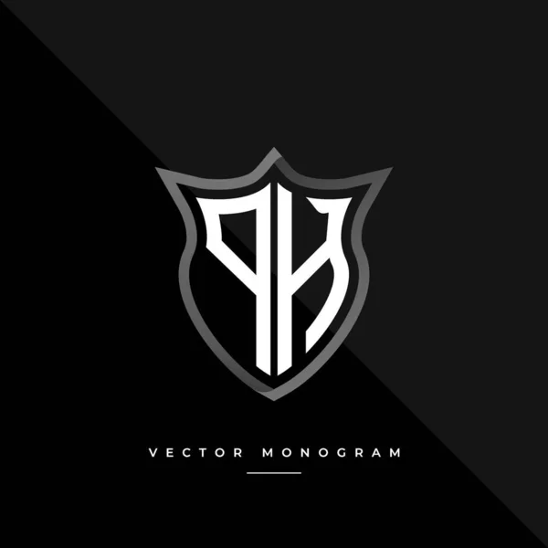 Monograma Moda Escudo Aislado Sobre Fondo Oscuro Plantilla Vector Negocio — Vector de stock