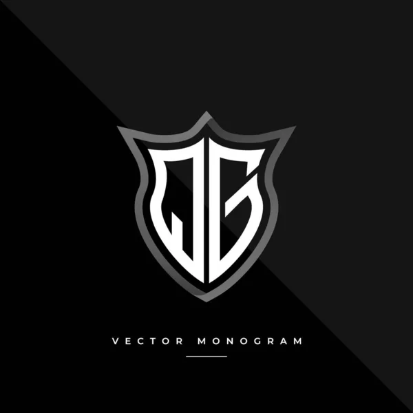 Litery Projekt Logo Srebrna Tarcza Monogram Minimalny Izolowany Ciemnym Tle — Wektor stockowy