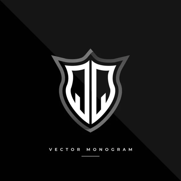 Litery Projekt Logo Srebrna Tarcza Monogram Minimalny Monogram Izolowany Ciemnym — Wektor stockowy