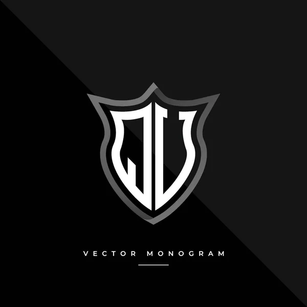 Lettres Logo Design Bouclier Argenté Monogramme Monogramme Minimal Isolé Sur — Image vectorielle