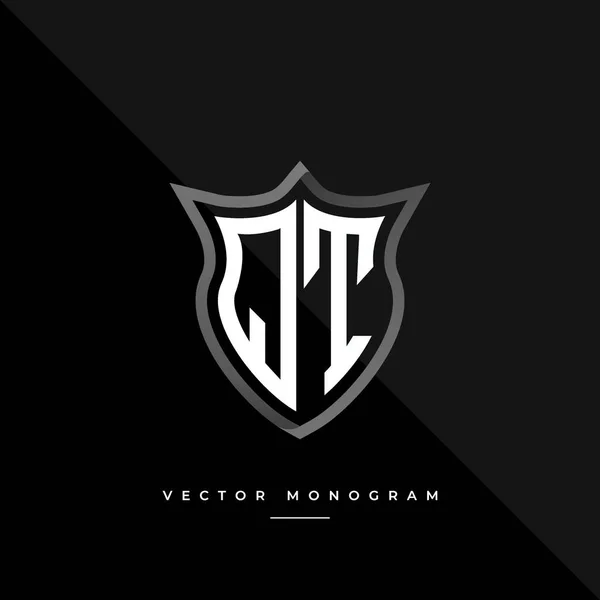 Літери Дизайну Логотипу Срібний Щит Монограма Мінімальна Монограма Ізольована Темному — стоковий вектор