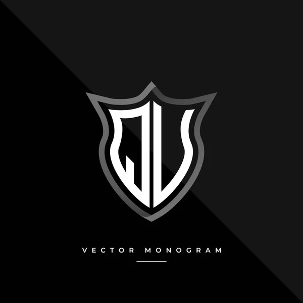 Litery Projekt Logo Srebrna Tarcza Monogram Minimalny Izolowany Ciemnym Tle — Wektor stockowy