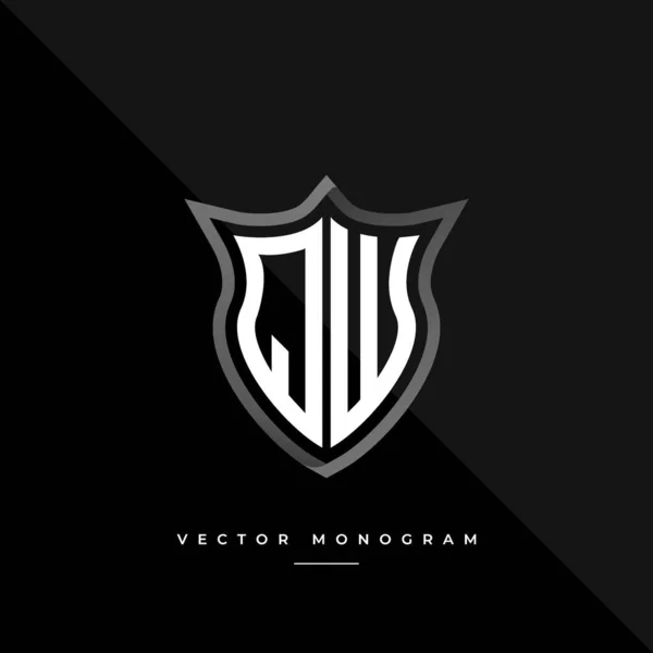 Litery Projekt Logo Srebrna Tarcza Monogram Minimalny Wyizolowany Ciemnym Tle — Wektor stockowy