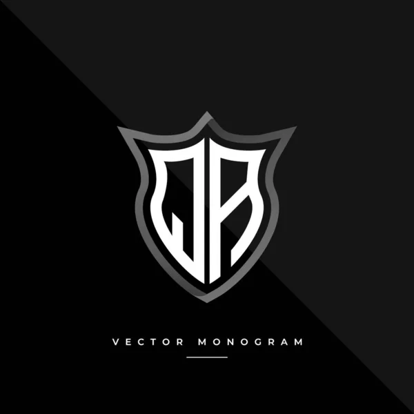 Letras Design Logotipo Escudo Prateado Monograma Mínimo Monograma Isolado Sobre —  Vetores de Stock