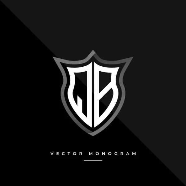 Letras Logo Design Escudo Plateado Monograma Mínimo Monograma Aislado Sobre — Vector de stock