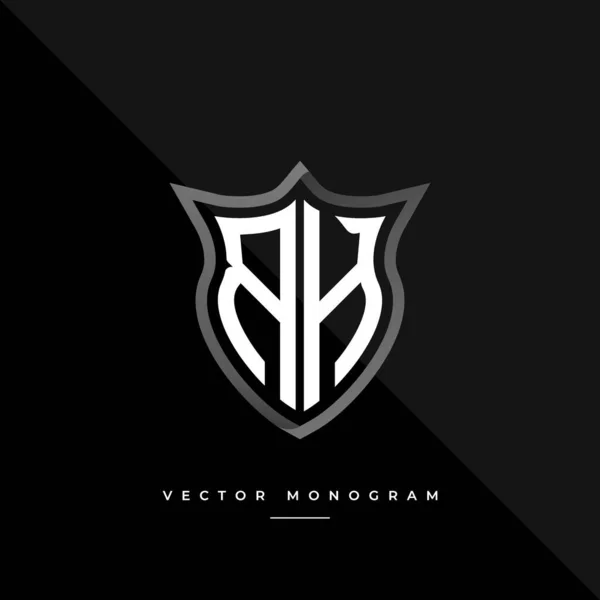 Letras Logo Design Escudo Plateado Monograma Monograma Mínimo Aislado Sobre — Vector de stock