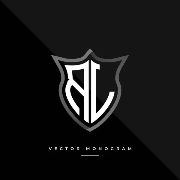 Písmena Logo Design Stříbrný Štít Monogram Minimální Monogram Izolovaný Tmavém — Stockový vektor