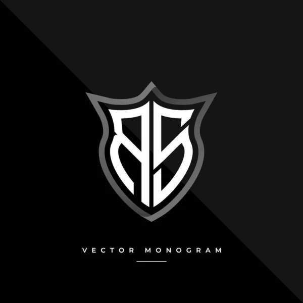 Lettres Logo Design Bouclier Argenté Monogramme Monogramme Minimal Isolé Sur — Image vectorielle